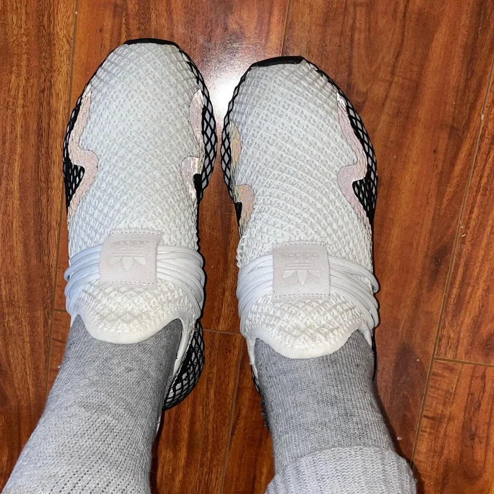 adidas White and Black Mesh Sneakers